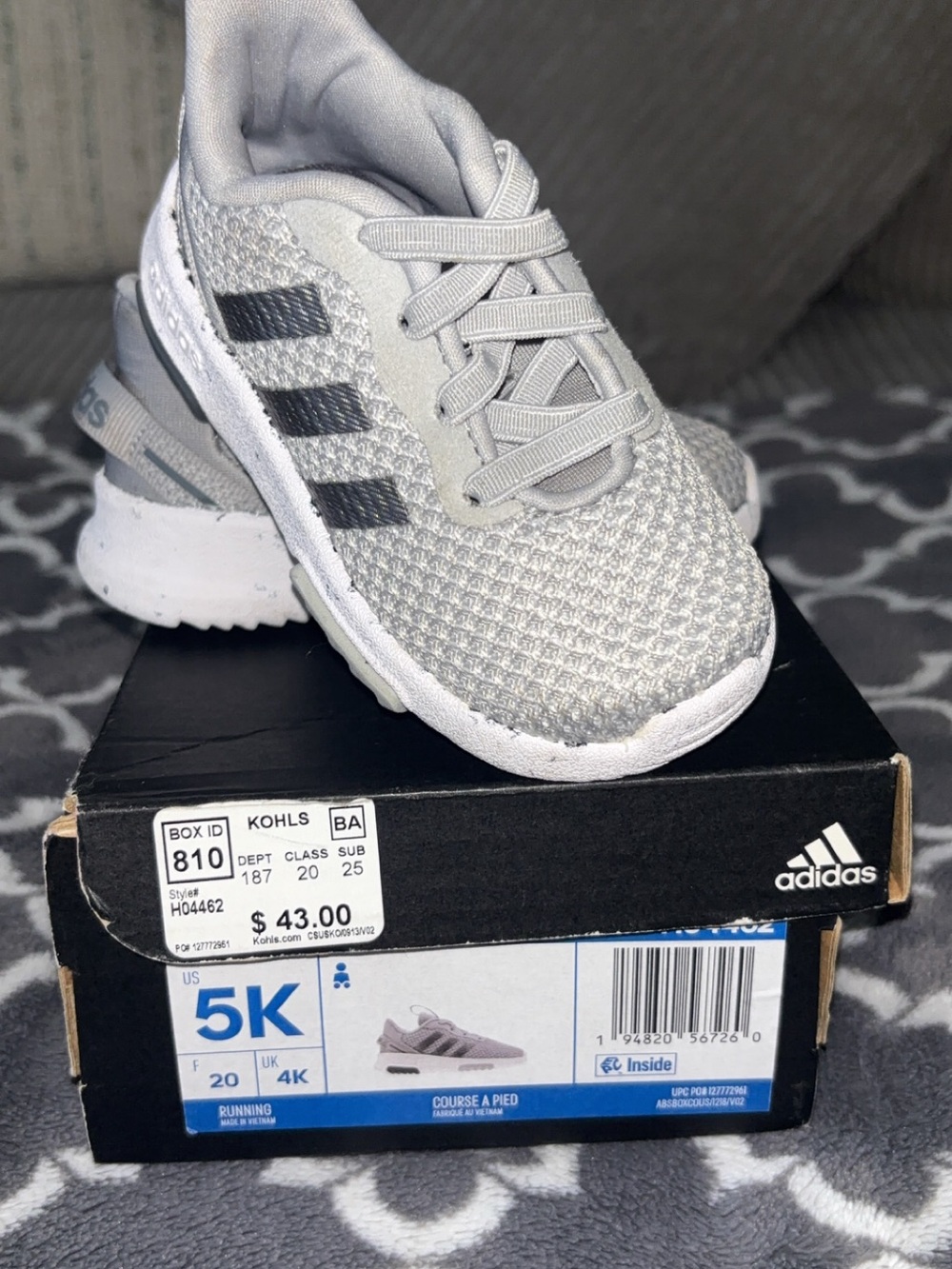 adidas Kids Grey Mesh Athletic Sneakers